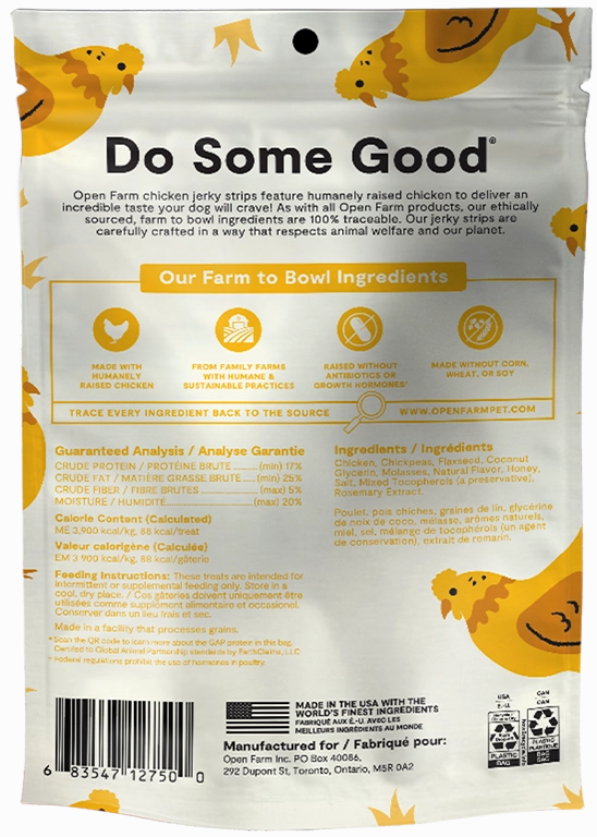 Open Farm Grain Free Jerky Strips Chicken Dog Treats