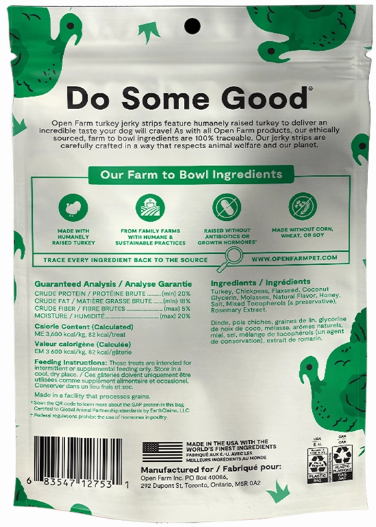Open Farm Grain Free Jerky Strips Turkey Dog Treats