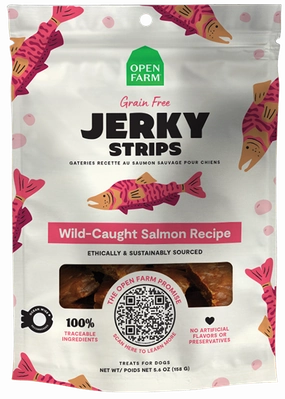 Open Farm Grain Free Jerky Strips Wild-Caught Salmon Dog Treats