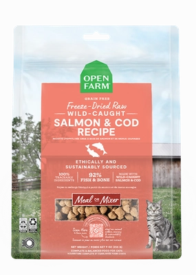 Open Farm Grain Free Wild Caught Salmon and Cod Recipe Freeze Dried Raw Cat Food
