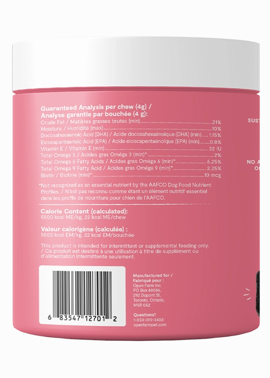 Open Farm Skin & Coat Supplement Chews for Dogs