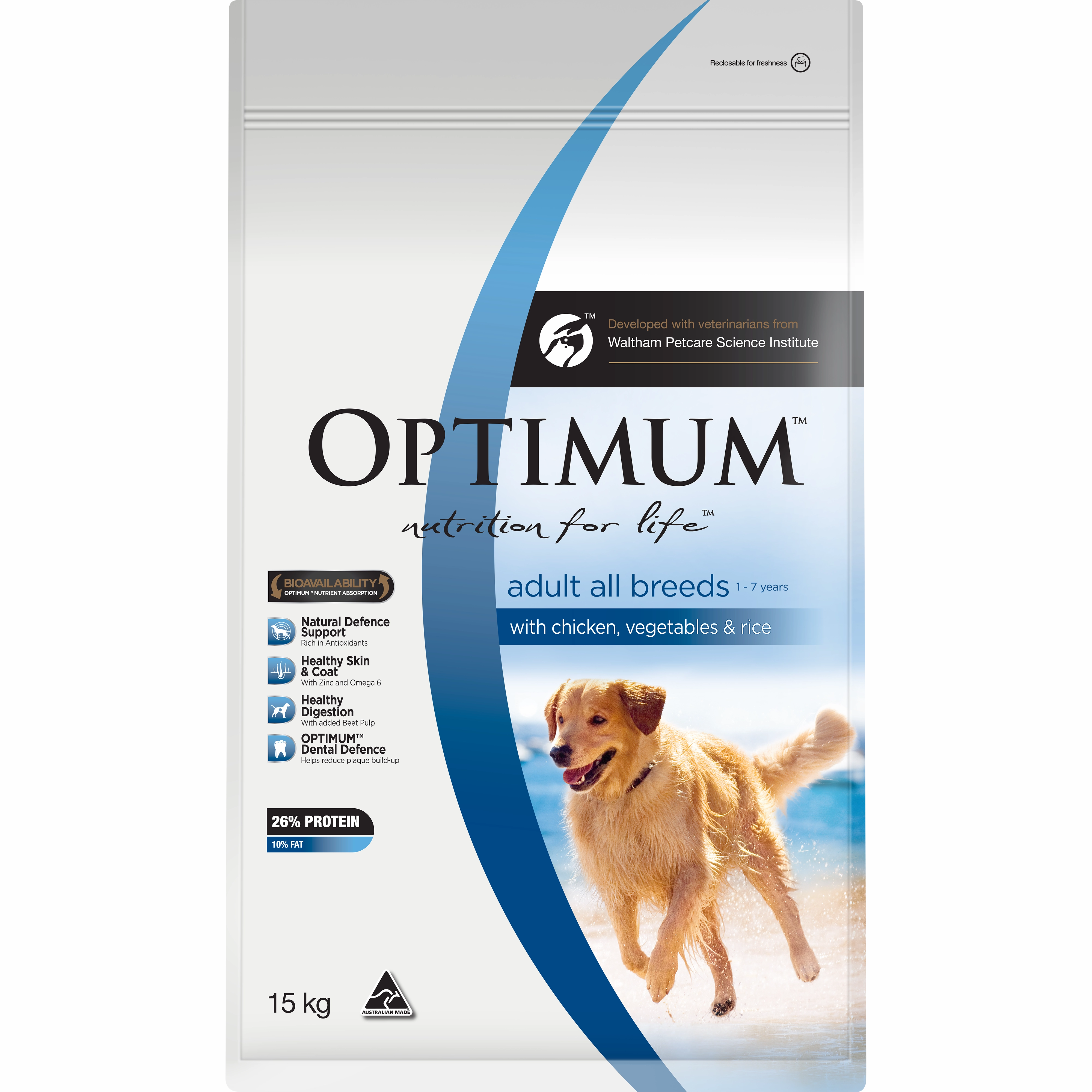OPTIMUM - Adult with Chicken, Vegetables & Rice Dry Dog Food (15kg)