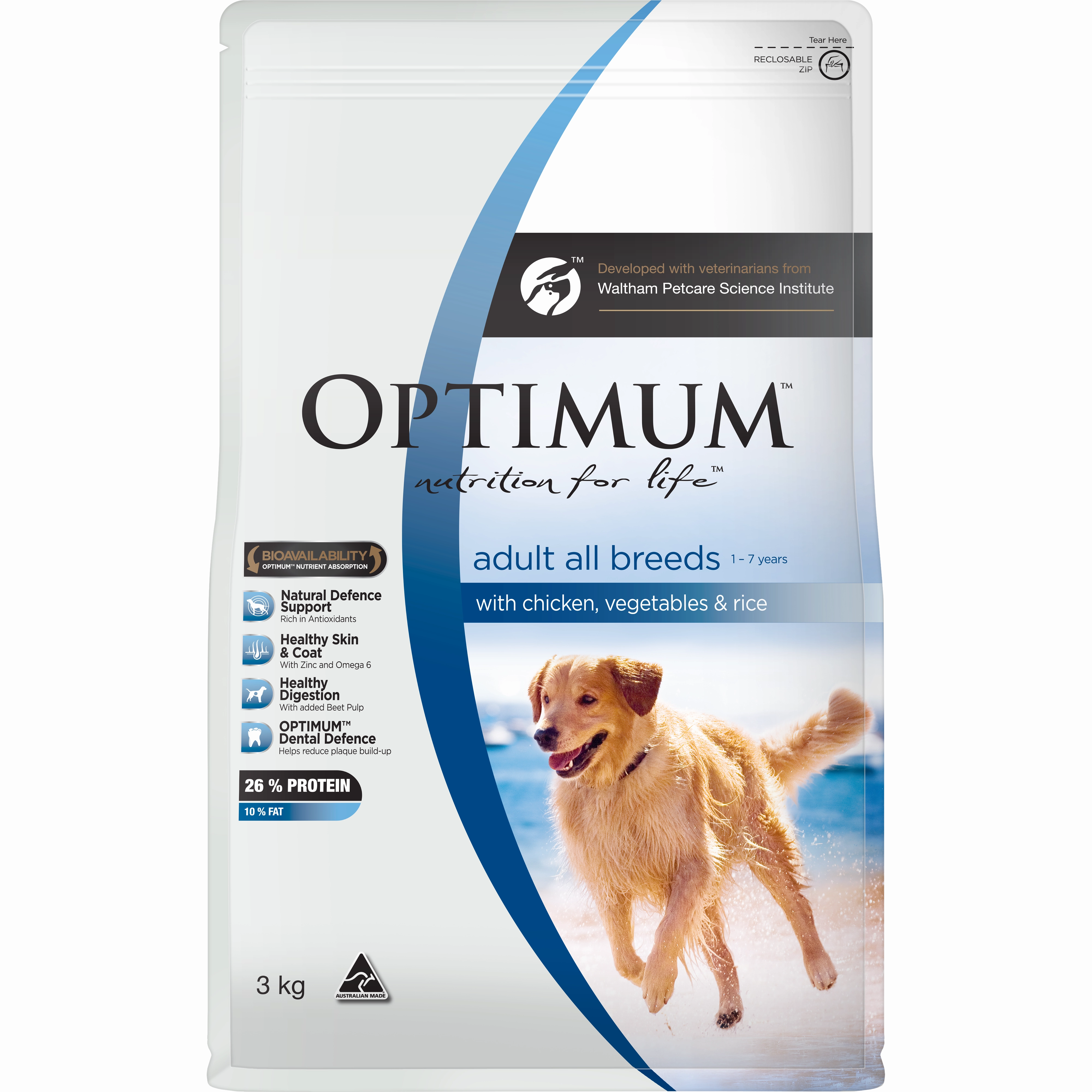 OPTIMUM - Adult with Chicken, Vegetables & Rice Dry Dog Food (3kg)