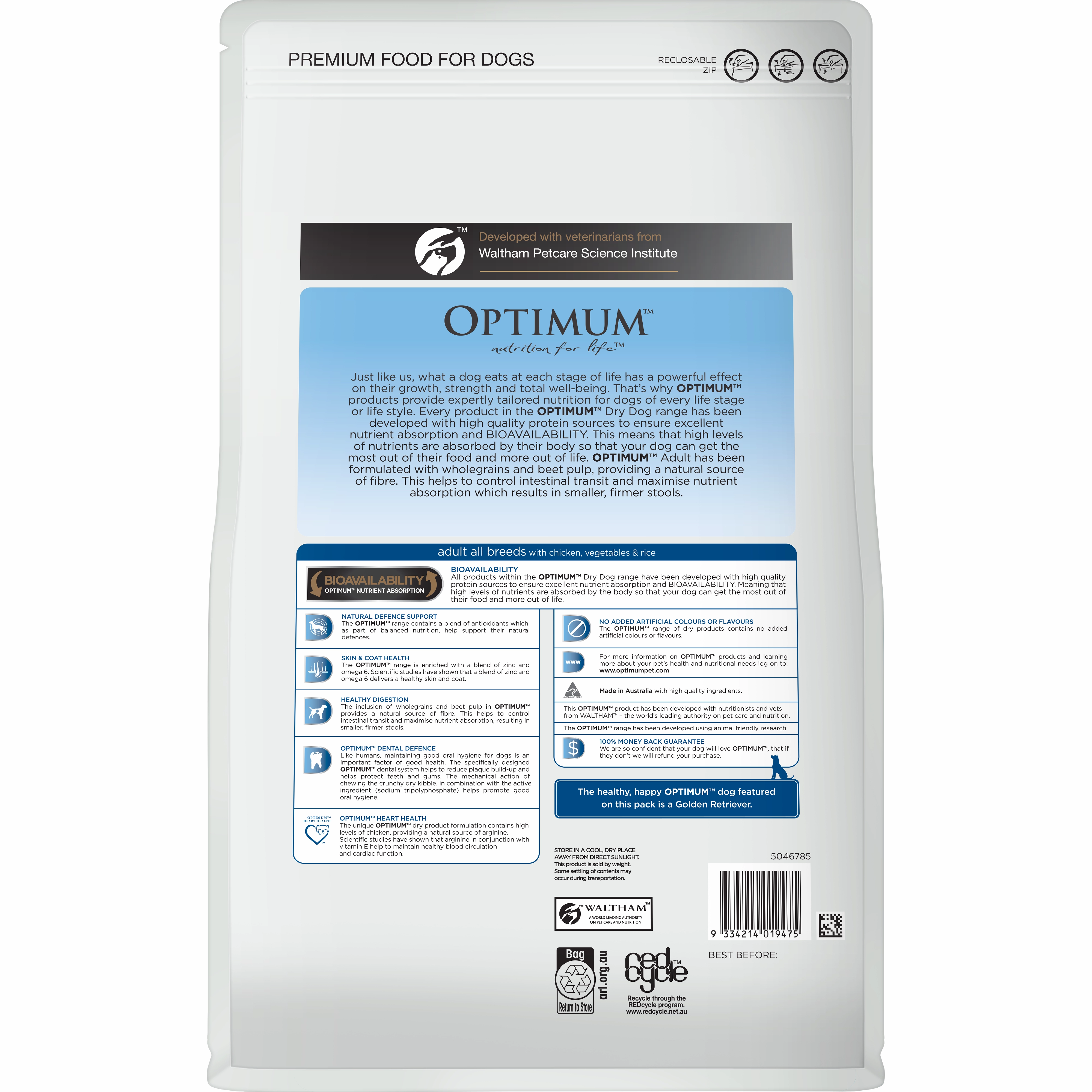 OPTIMUM - Adult with Chicken, Vegetables & Rice Dry Dog Food (3kg)
