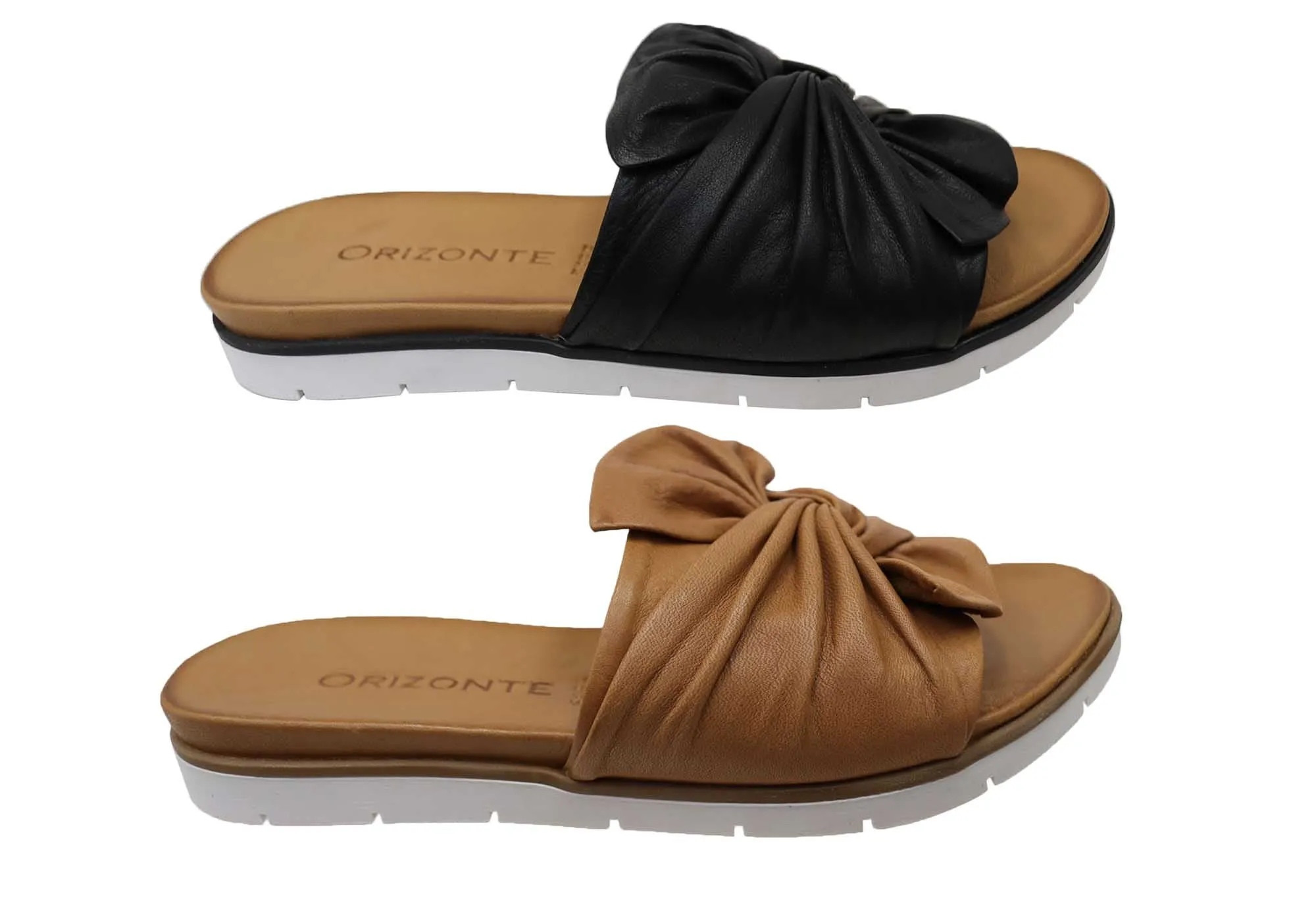 Orizonte Mistiq Womens European Leather Comfortable Slides Sandals Orizonte Shoes