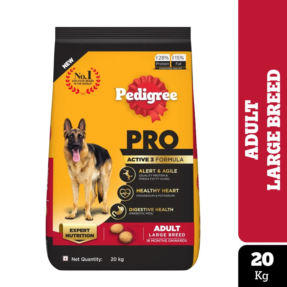 Pedigree PRO Active Adult Large Breed Dry Food, Pedigree Chicken Liver Gravy Dogs Wet Food Combo