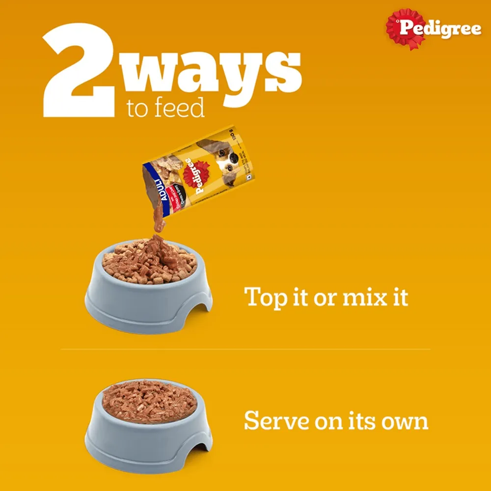 Pedigree PRO Expert Nutrition Active Adult Large Breed Dry Food and Pedigree Chicken & Liver Chunks in Gravy Adult Dog Wet Food Combo