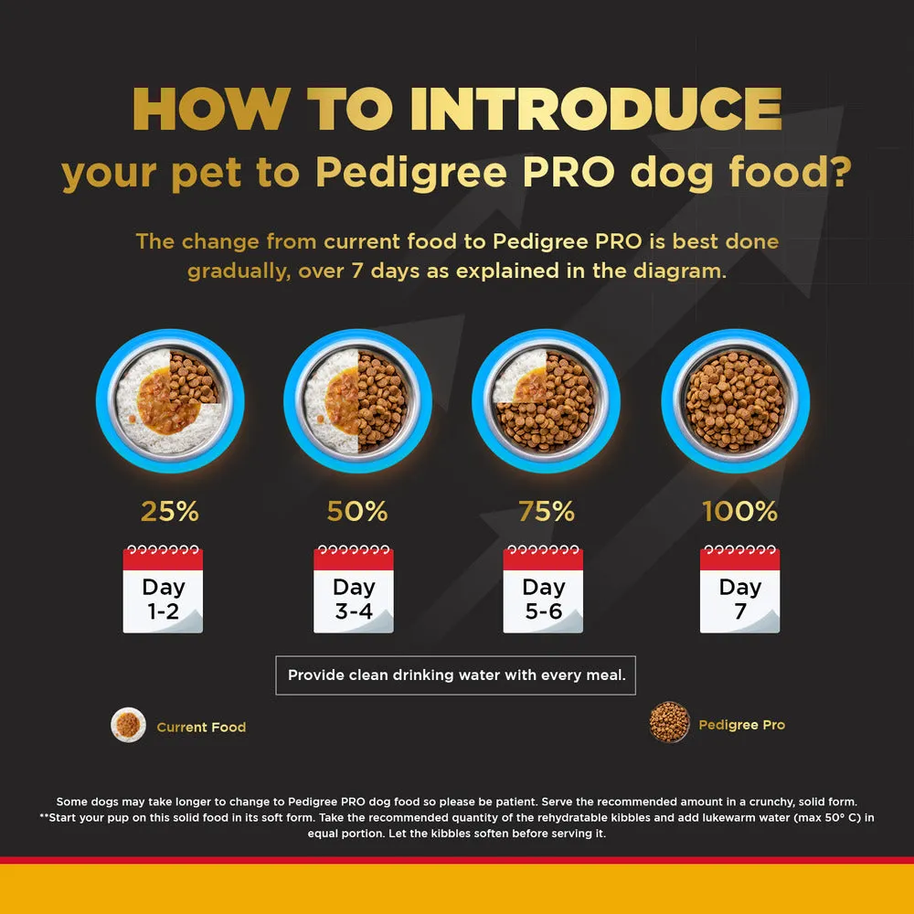 Pedigree PRO Large Breed Puppy Dry Food, Pedigree Chicken Liver Gravy Adult Dog Wet Food Combo