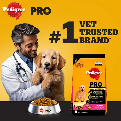 Pedigree PRO Large Breed Puppy Dry Food, Pedigree Chicken Liver Gravy Adult Dog Wet Food Combo