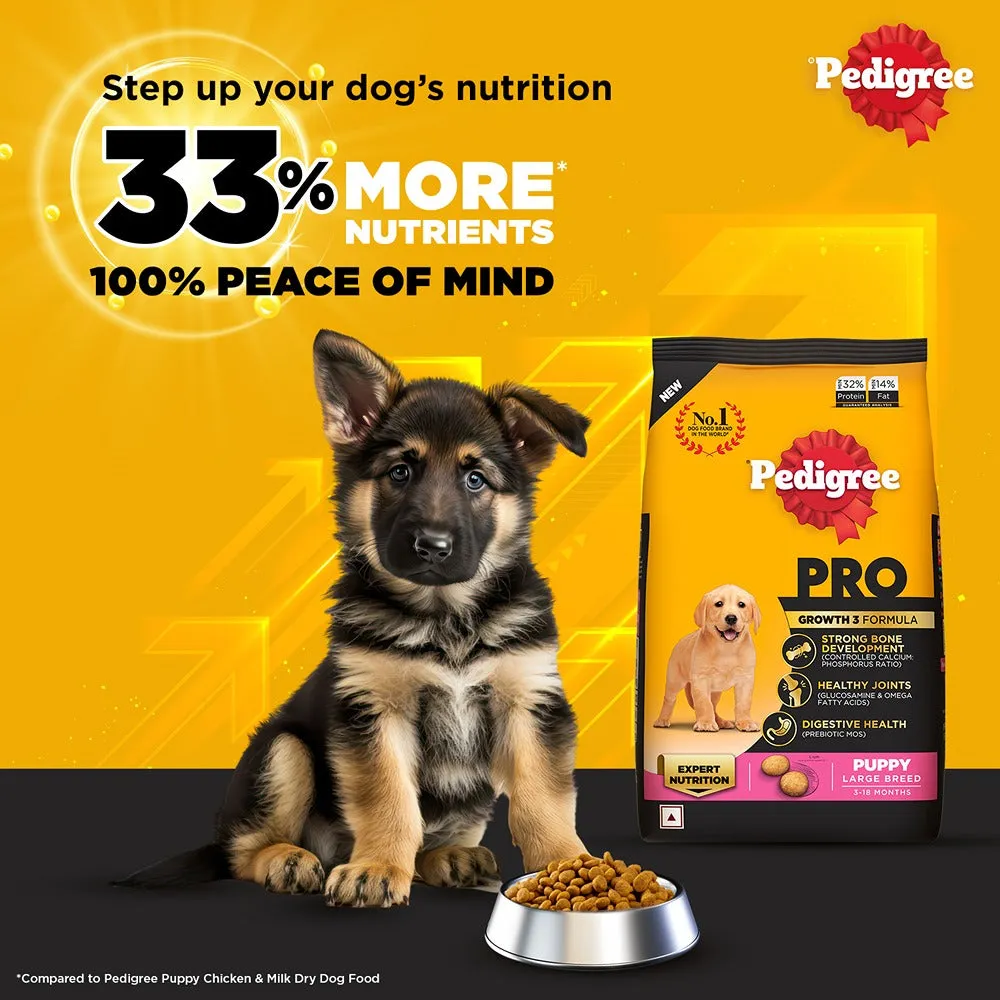 Pedigree PRO Large Breed Puppy Dry Food, Pedigree Chicken Liver Gravy Adult Dog Wet Food Combo
