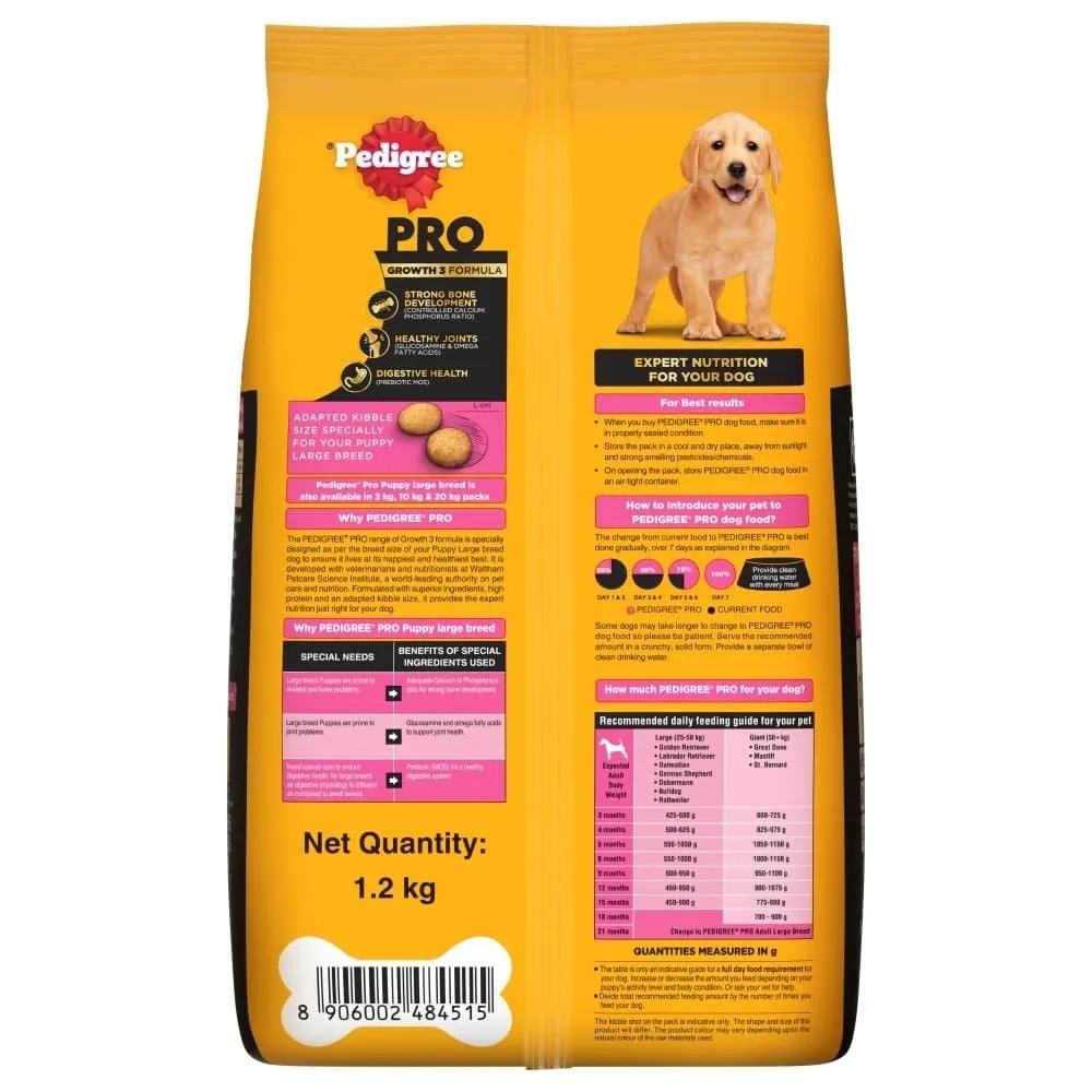Pedigree PRO Large Breed Puppy Dry Food, Pedigree Chicken Liver Gravy Adult Dog Wet Food Combo