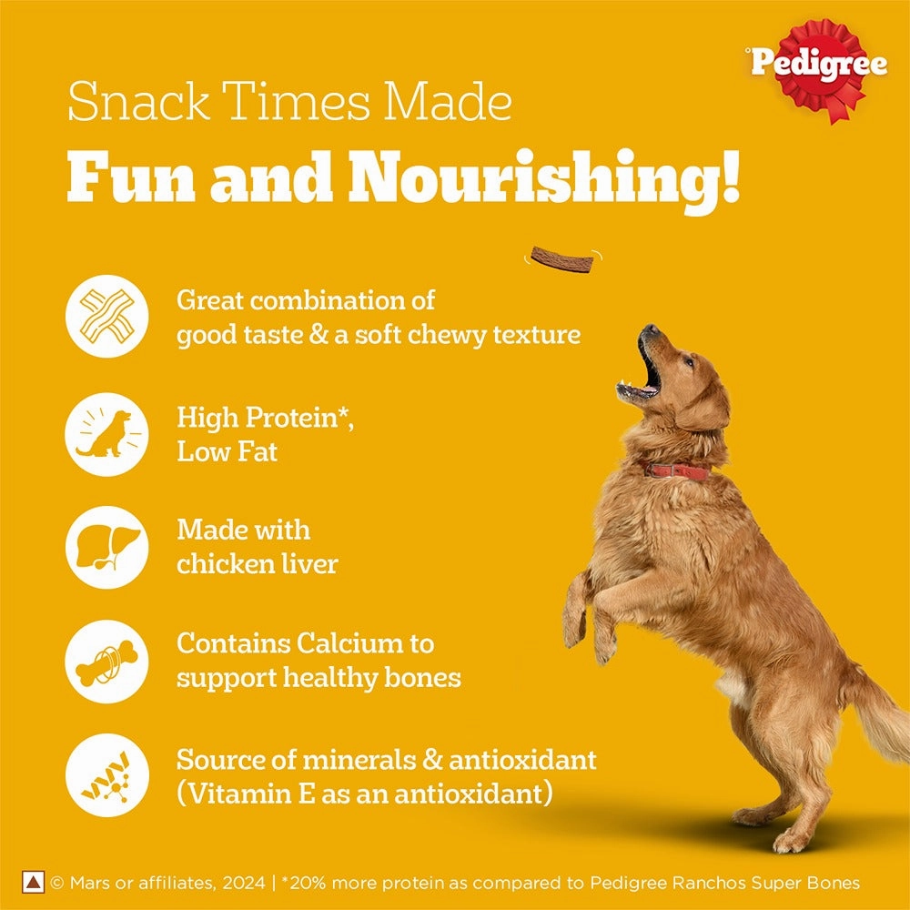 Pedigree Dentastix Oral Care for Adult (Large Breed of 25 kg ) and Grilled Liver Tasty Jerky Dog Treats Combo
