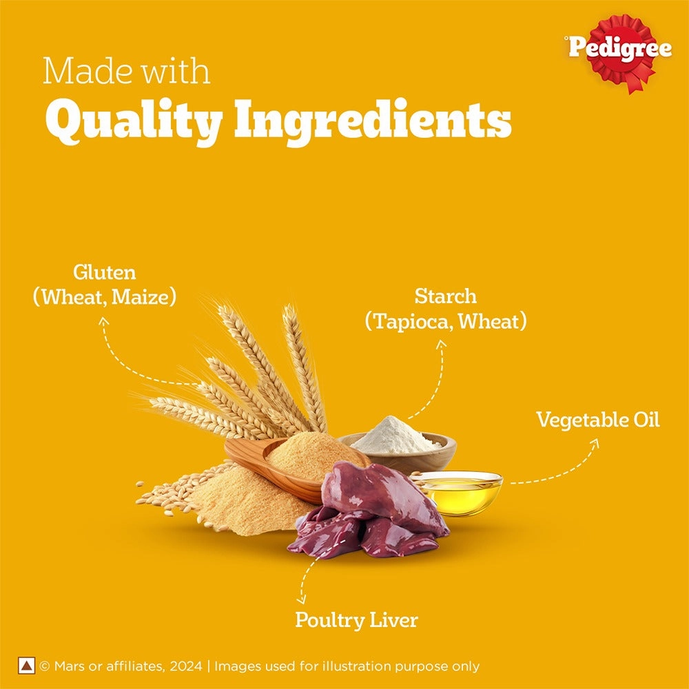 Pedigree Dentastix Oral Care for Adult (Small Breed of 5 to 10 kg) and Pedigree Chicken & Liver Flavour Tasty Jerky Dog Treats Combo
