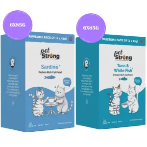 PetStrong Sardine & Tuna and White Fish in Gravy Cat Wet Food Combo