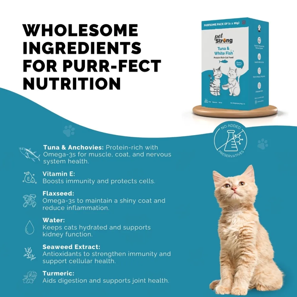 PetStrong Sardine & Tuna and White Fish in Gravy Cat Wet Food Combo