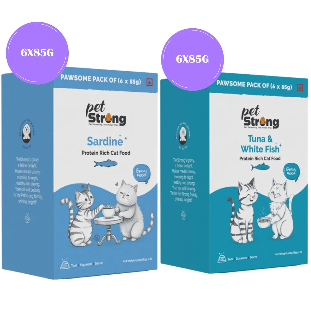 PetStrong Sardine & Tuna and White Fish in Gravy Cat Wet Food Combo