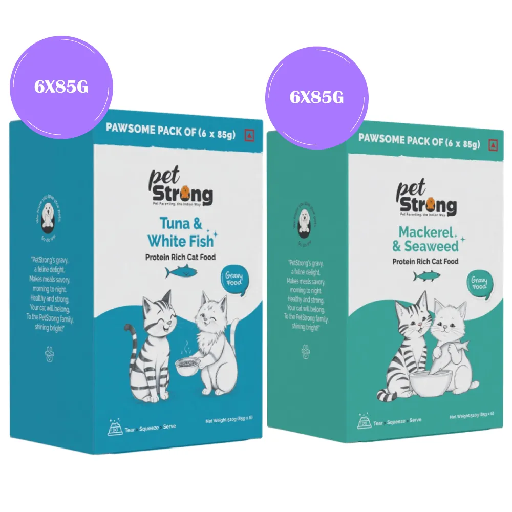 PetStrong Tuna and White Fish & Mackerel and Seaweed in Gravy Cat Wet Food Combo