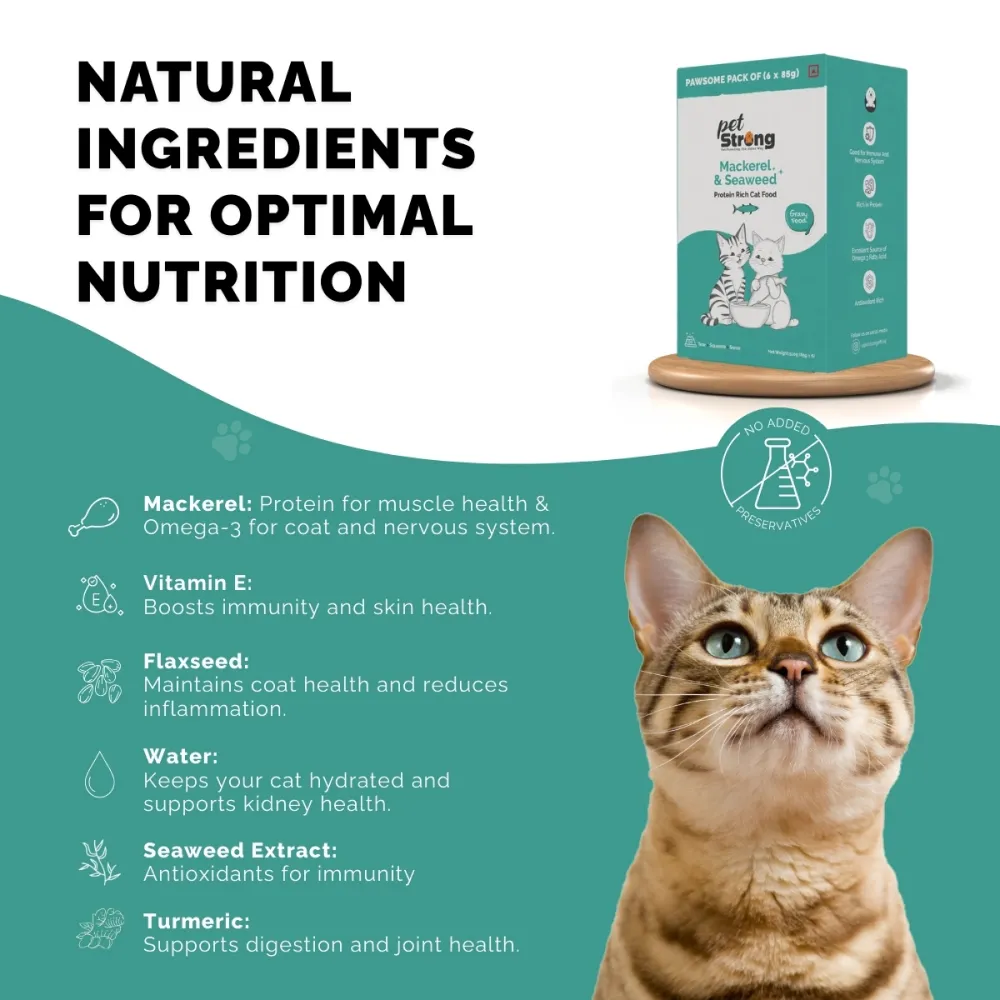 PetStrong Tuna and White Fish & Mackerel and Seaweed in Gravy Cat Wet Food Combo