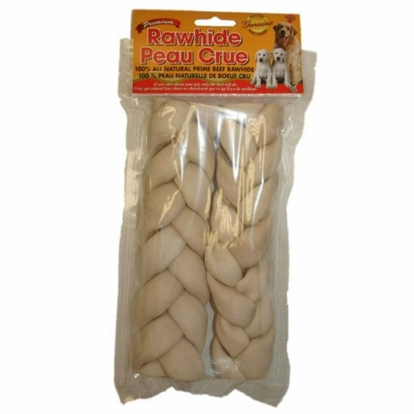 Premium White Rawhide Braided Twist