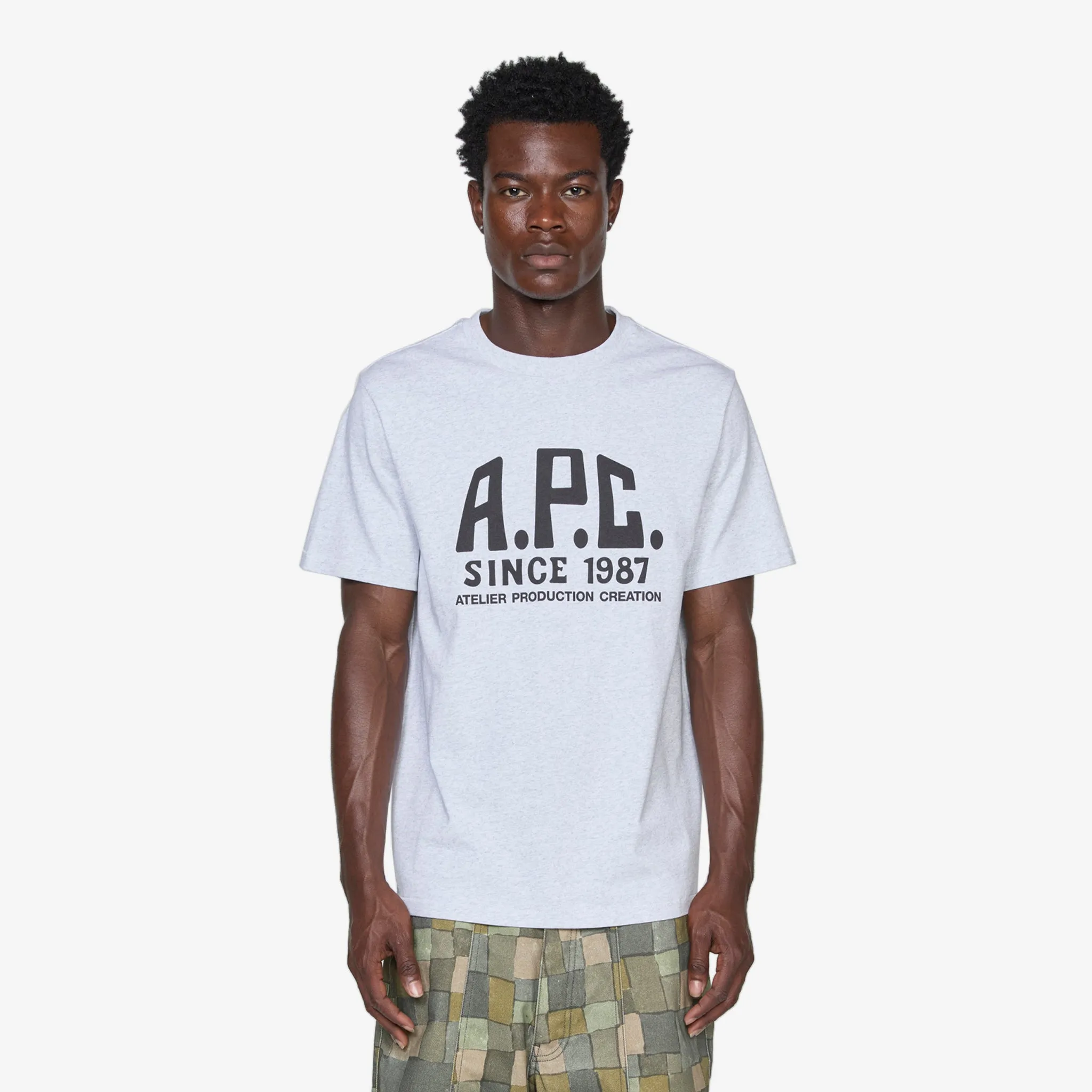 Print Label T-Shirt Heather Grey A.P.C. Clothing