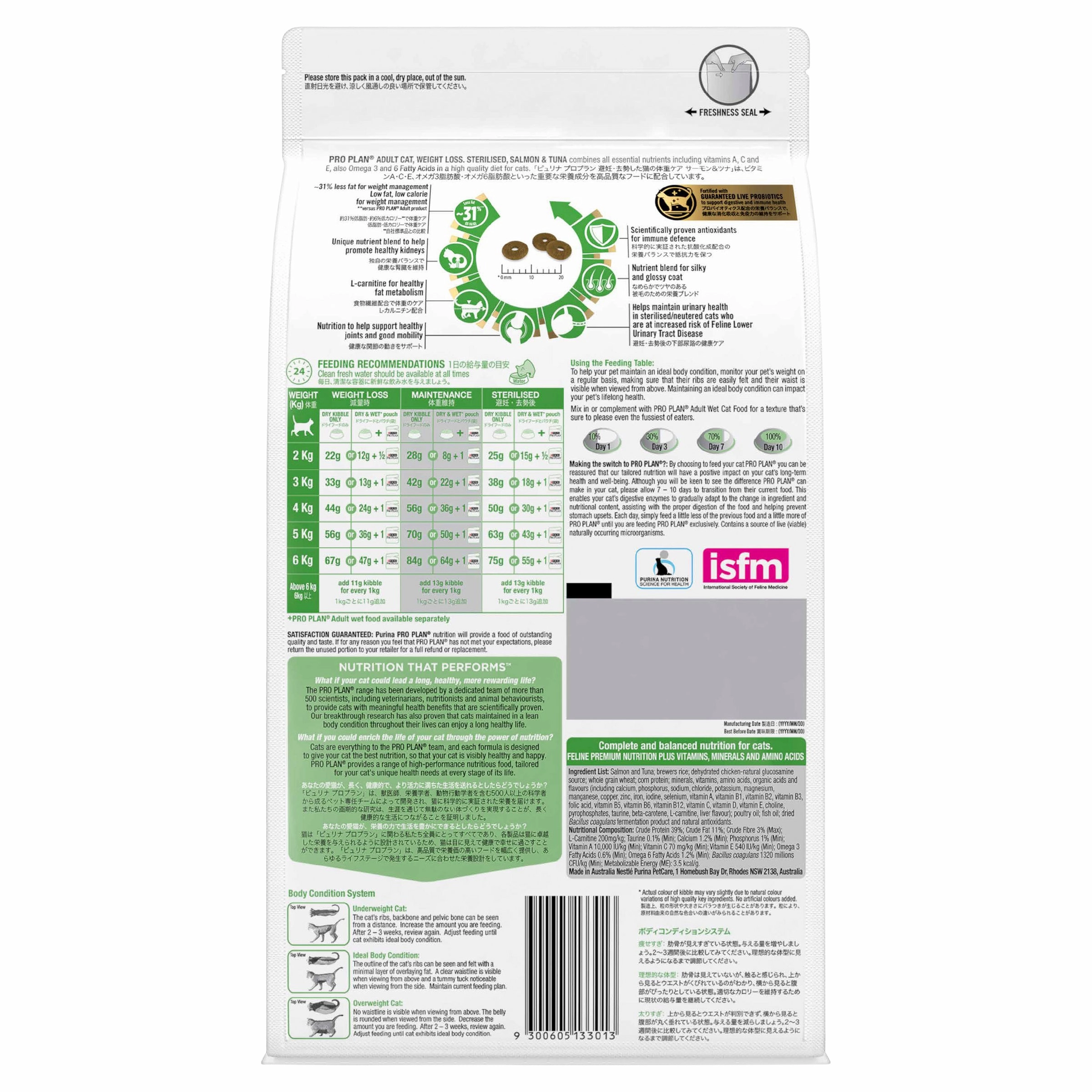 PRO PLAN - Adult Weight Loss Sterilised Salmon & Tuna Formula Cat Dry Food (1.5kg)