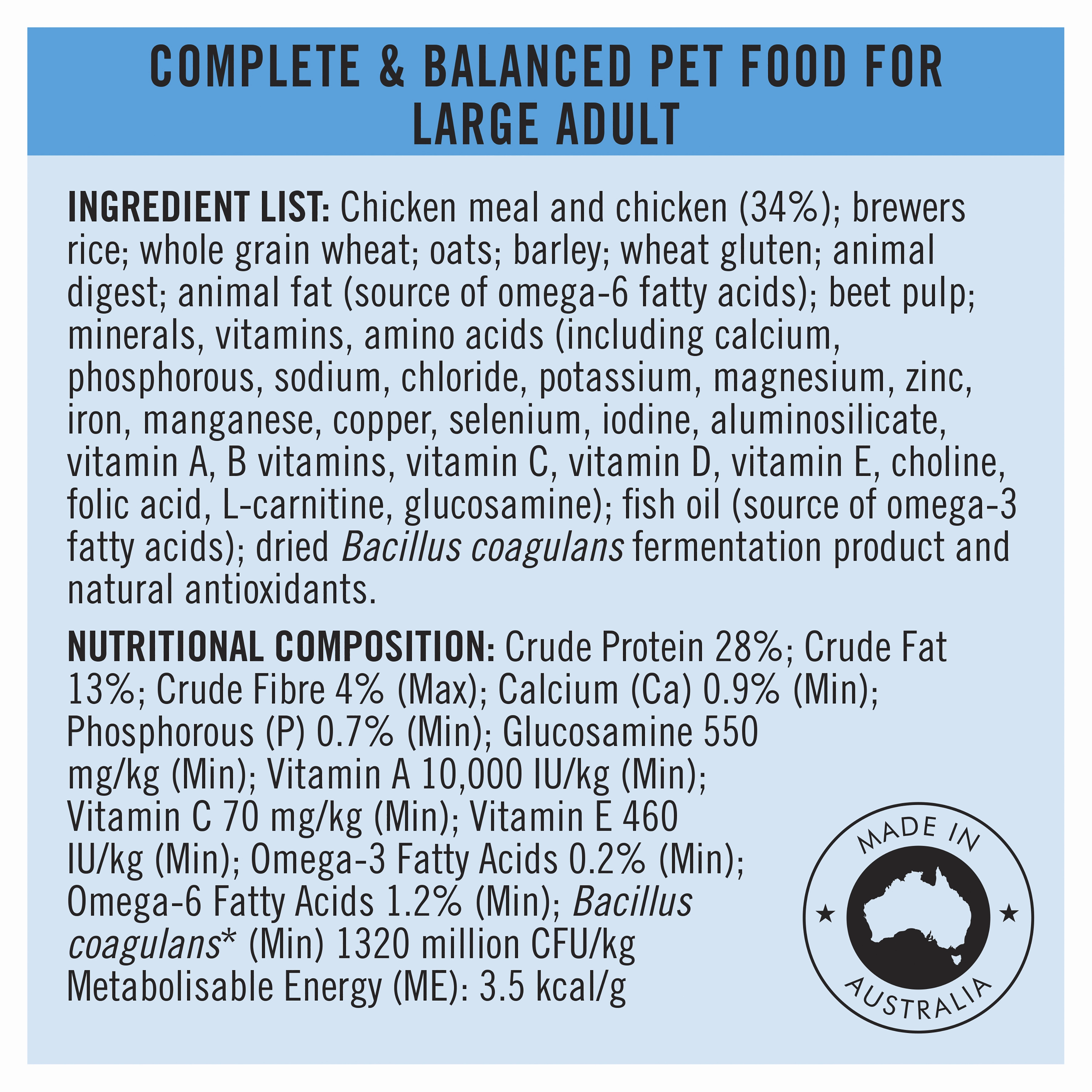 PRO PLAN Adult Large Breed Chicken Dry Dog Food (15kg)