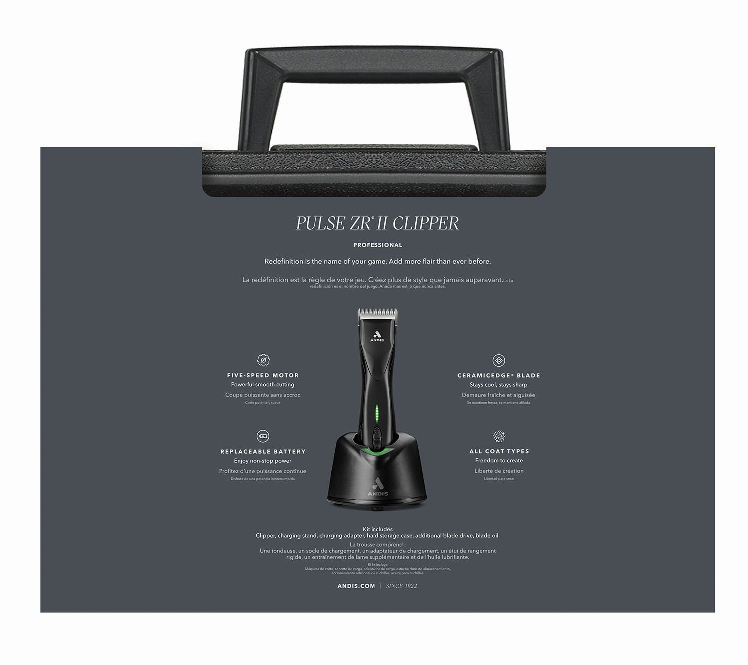 Pulse ZR II Black 5 Speed Detachable Blade Clipper