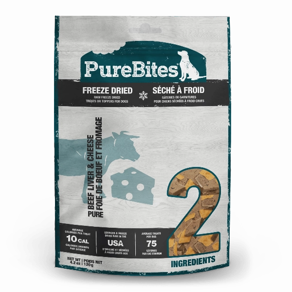 PureBites Freeze Dried Beef & Cheese Dog Treats, 120g