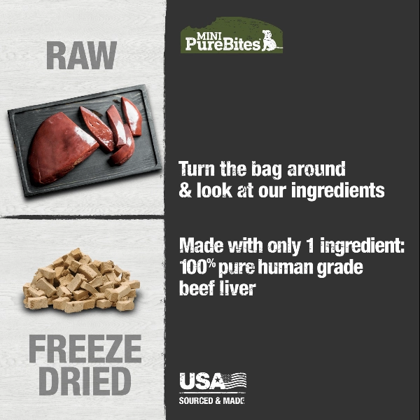 PureBites Freeze Dried Mini Training Beef Liver Dog Treats, 85g