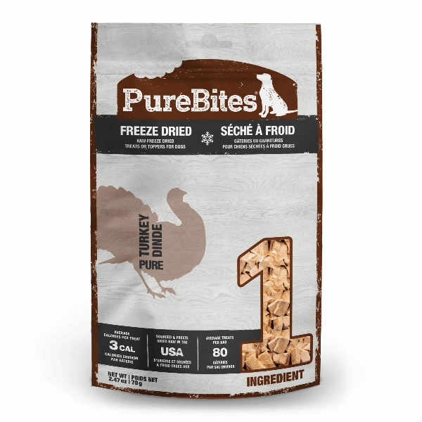 PureBites Freeze Dried Turkey Dog Treats, 70g