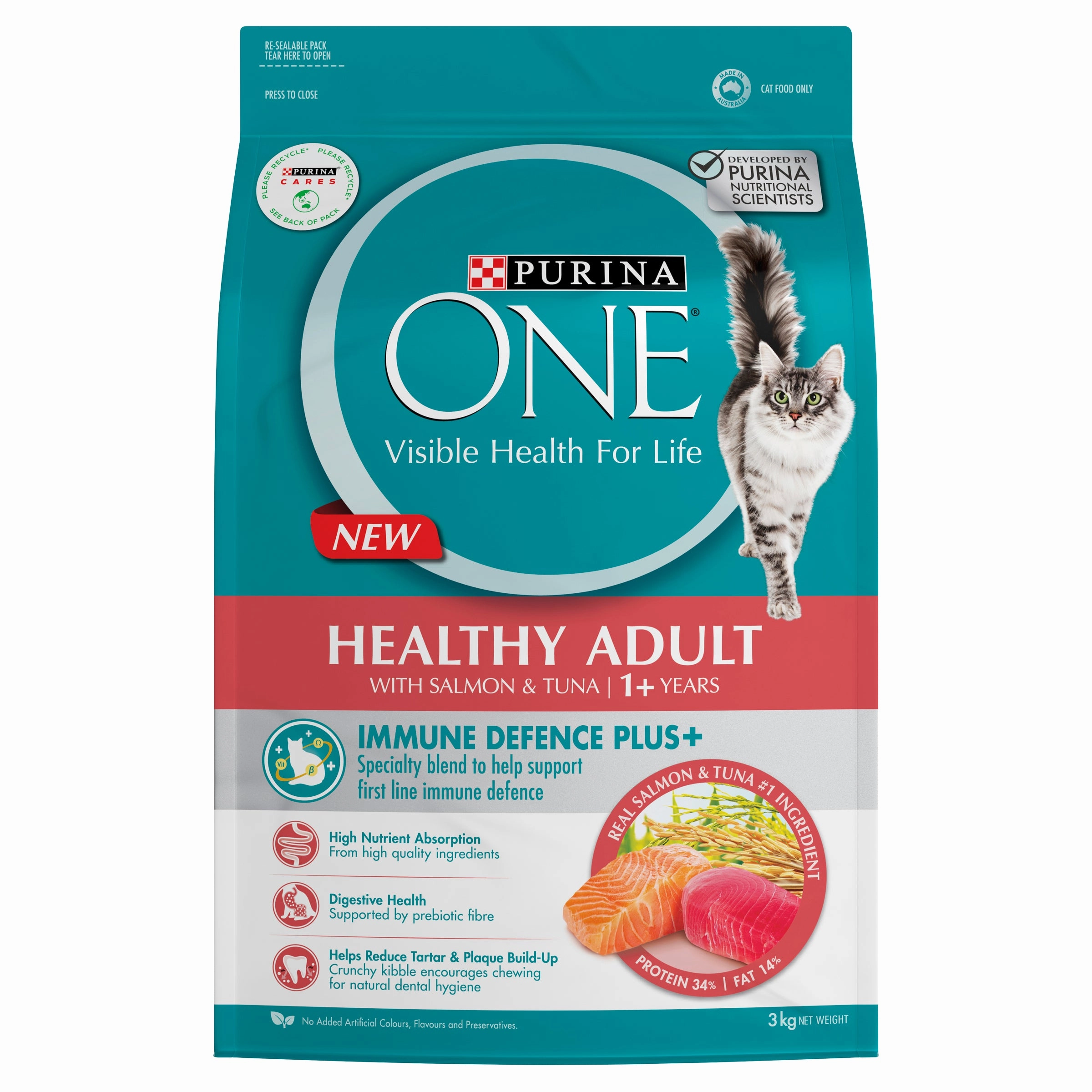 PURINA ONE - Adult Salmon & Tuna Cat Dry Food (3kg)