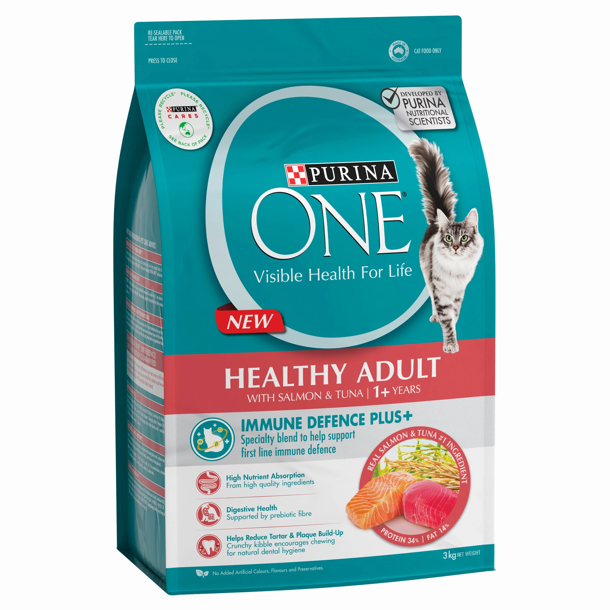 PURINA ONE - Adult Salmon & Tuna Cat Dry Food (3kg)