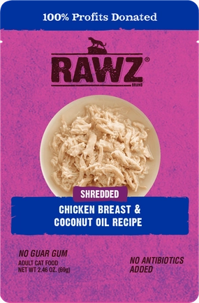 RAWZ Shredded Chicken Breast & Coconut Oil Wet Cat Food Pouch