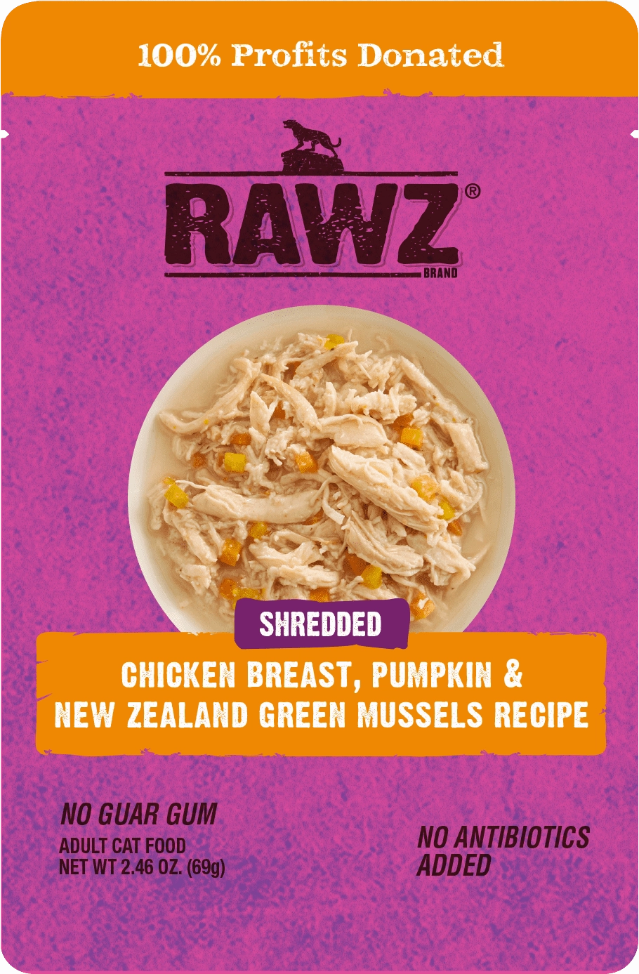 RAWZ Shredded Chicken Breast, Pumpkin & Green Mussels Wet Cat Food Pouch
