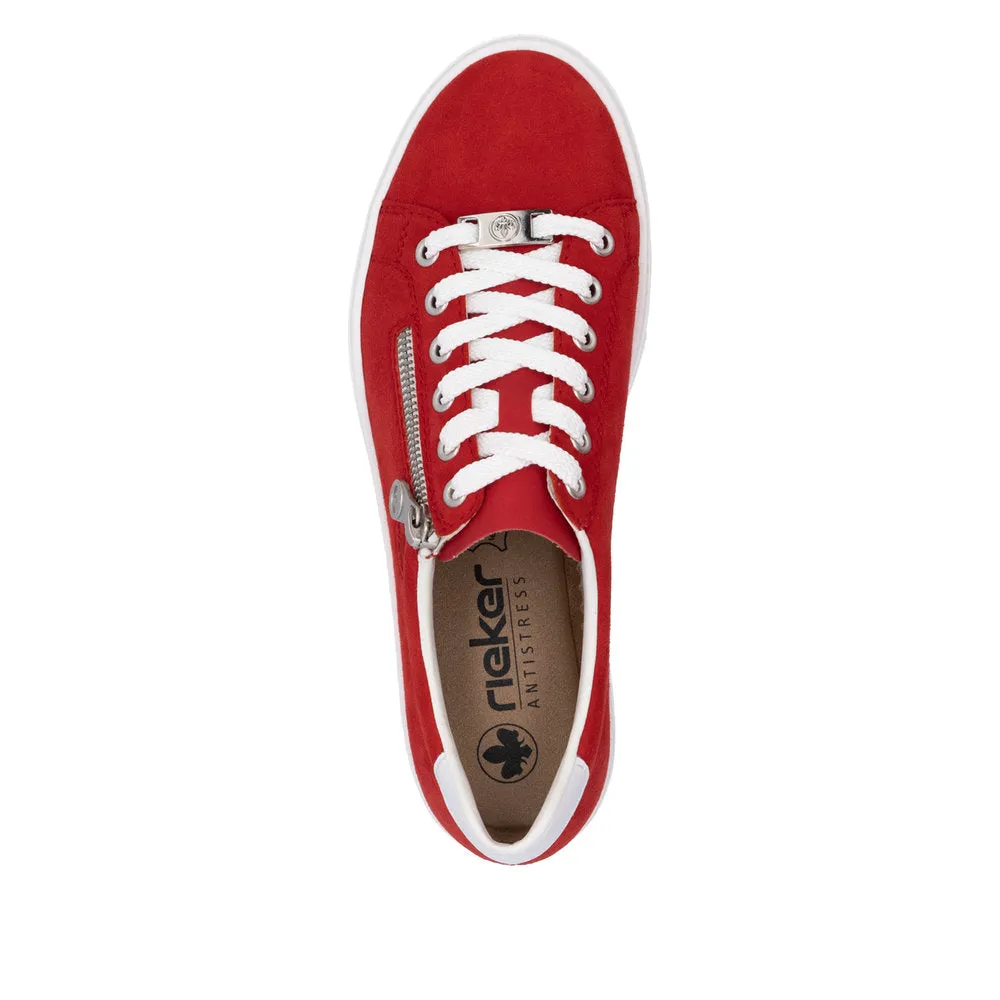Rieker Shoes L59L1-33 Red Lace/Side Zip
