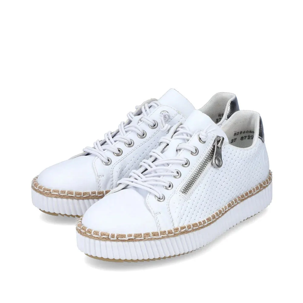 Rieker Shoes M2940-80 White Bungee/Side Zip