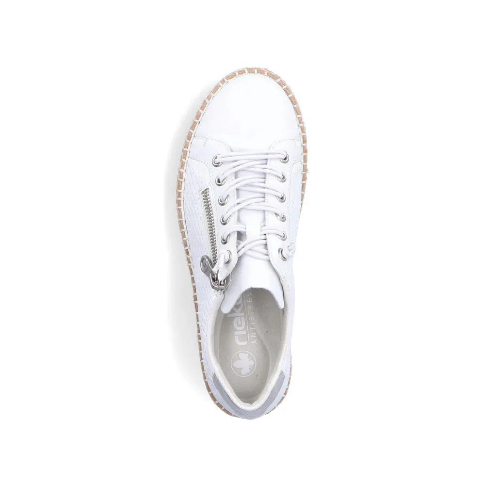 Rieker Shoes M2940-80 White Bungee/Side Zip