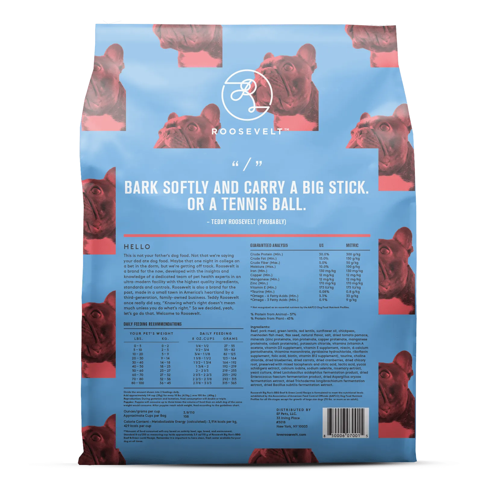 Roosevelt Big Ron's BBQ Beef & Green Lentil Grain Free Recipe Dry Dog Food