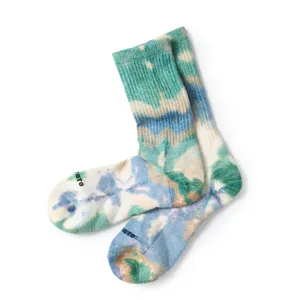 Rototo Allrounder Merino Crew Tie Dye Socks Green / Blue Shoes Rototo