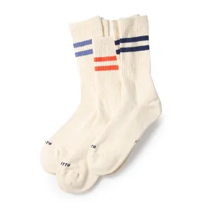 Rototo Classic Athletic 3 Pack Crew Socks Navy / Light Blue / Red Shoes Rototo
