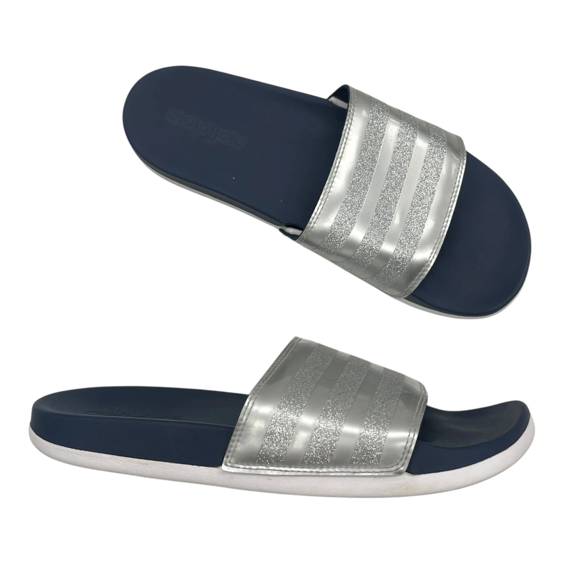 Sandals Flats By Adidas In Blue & Silver, Size:9 adidas