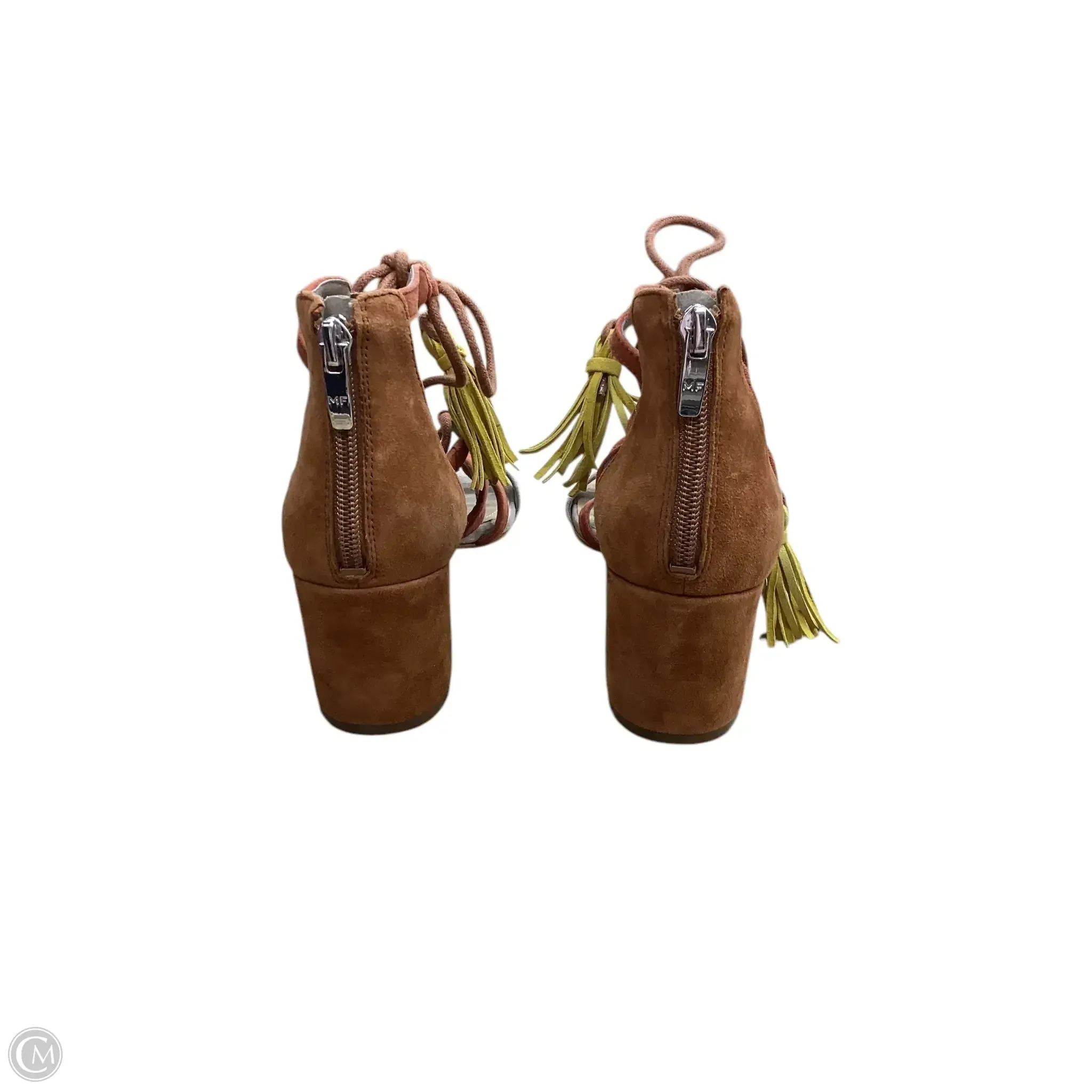 Sandals Heels Block By Marc Fisher In Orange & Tan, Size: 6 marc-fisher