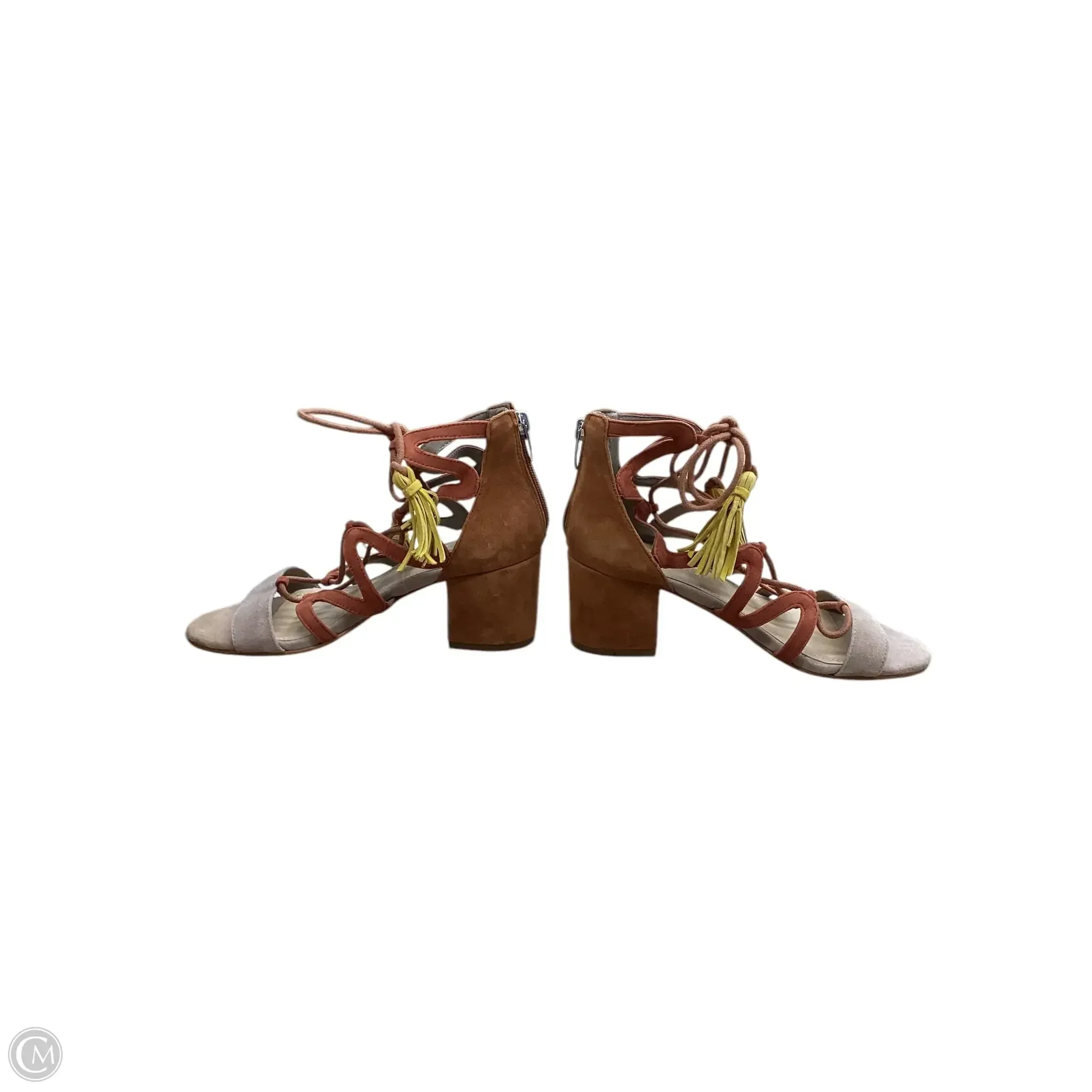 Sandals Heels Block By Marc Fisher In Orange & Tan, Size: 6 marc-fisher
