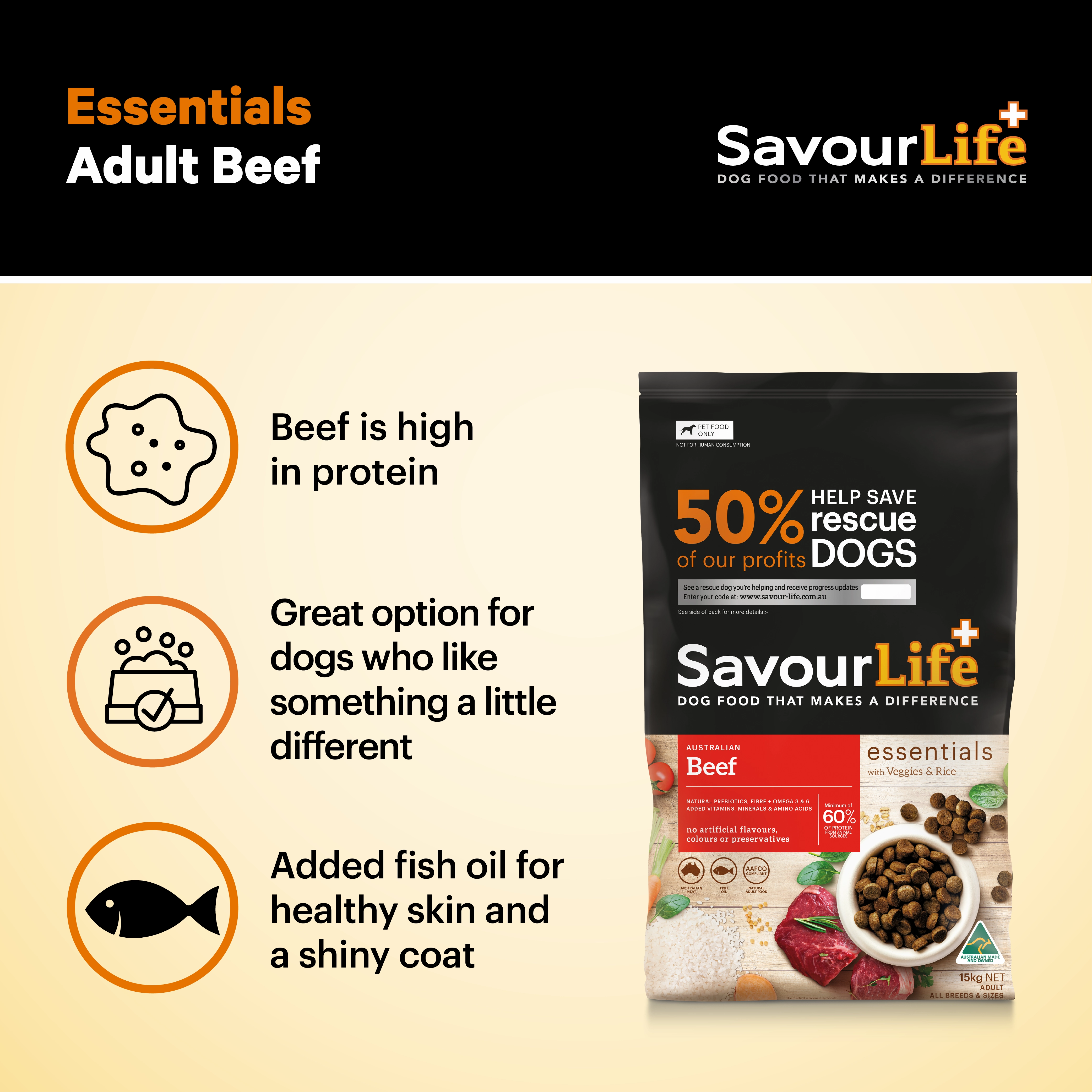 SavourLife - Essentials Beef Dog Dry Food (15kg)