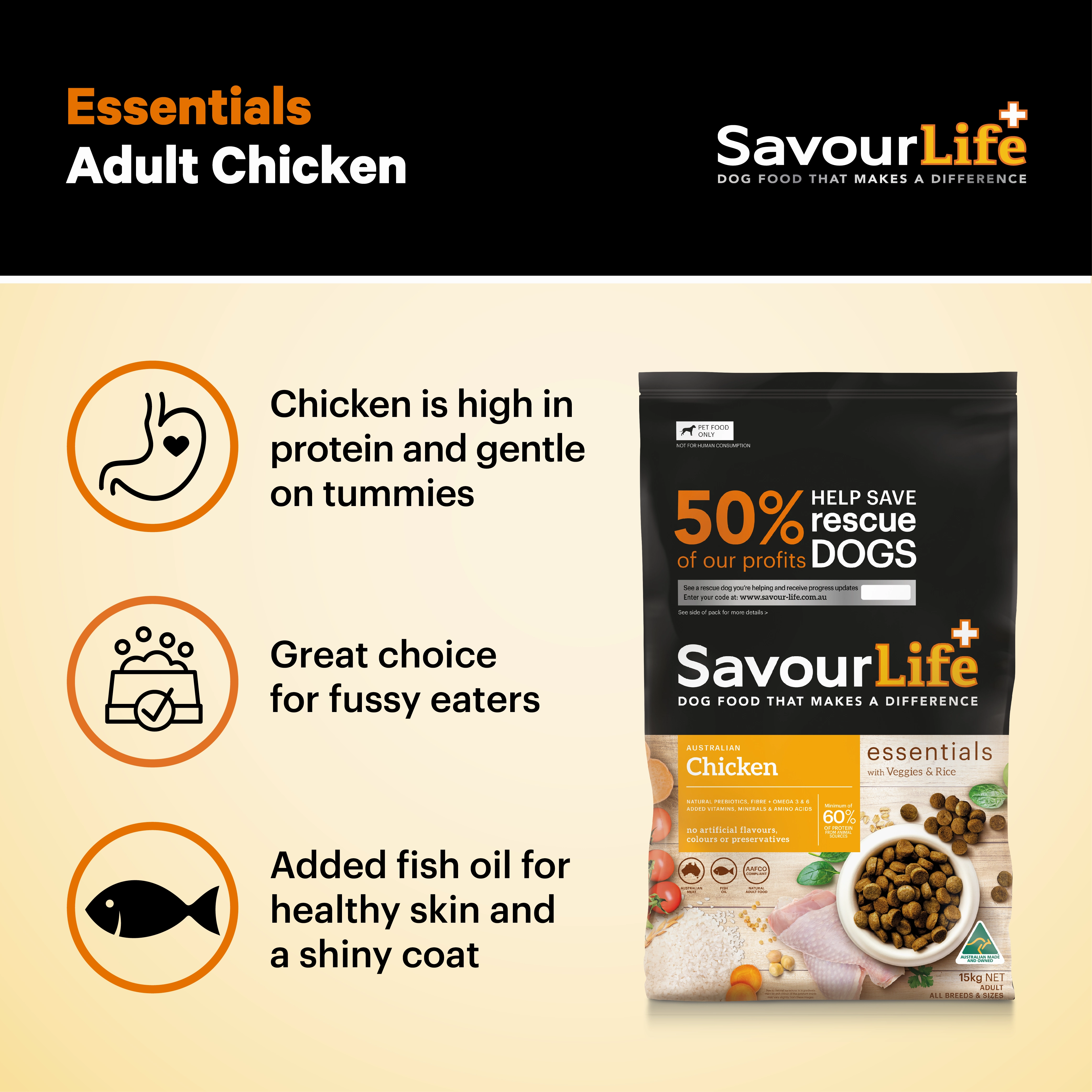 SavourLife - Essentials Chicken Dog Dry Food (3kg)