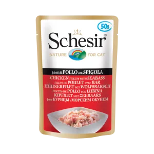 Schesir Nature Pouch Chicken Fillets with Seabass for Cats 50g