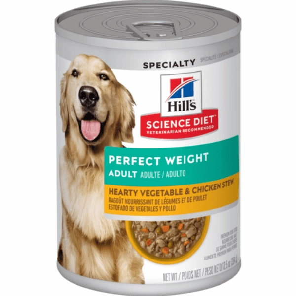 Science Diet Perfect Weight Hearty Vegetable & Chicken Stew Adult Canned Dog Food, 12.5oz
