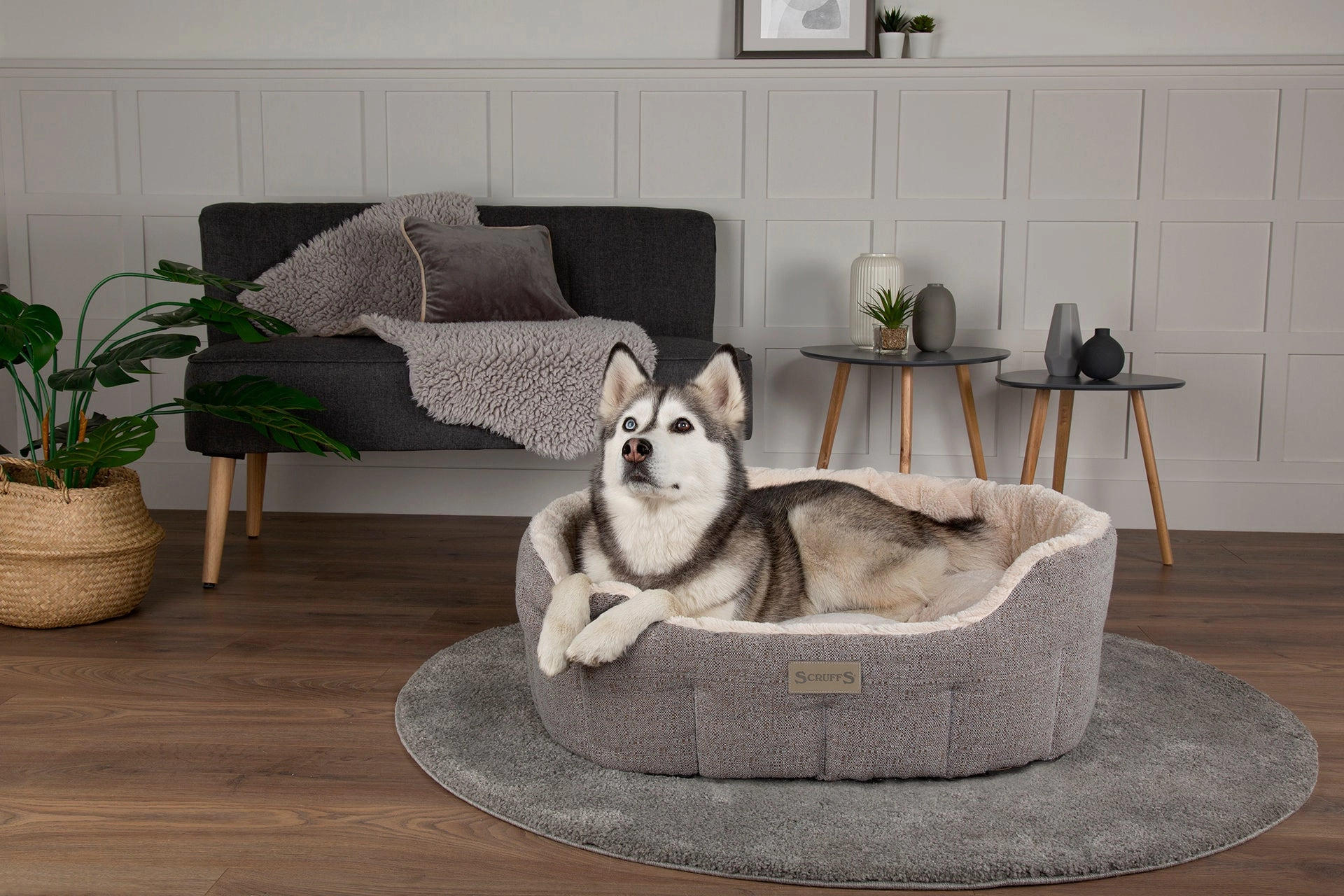 Scruffs - Woodlands Oval Bed Grey (75cm)
