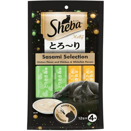 Sheba Chicken & Whitefish Sasami Melty Premium Treats and Trixie Catnip Play Spray for Cats Combo
