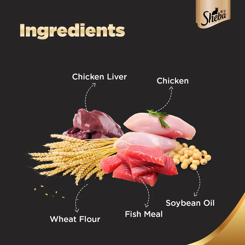 Sheba Chicken Loaf Rich Premium Adult Fine Wet Food and Chicken Flavour Irresistible All Life Stage Cat Dry Food Combo